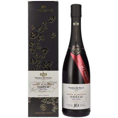 Andrea Da Ponte Grappa da Prosecco Unica Da Ponte 10 Anni 40% Vol. 0,7l en boîte cadeau - Publicité Andrea Da Ponte Grappa da Prosecco Unica Da Ponte 10 Anni 40% Vol. 0,7l en boîte cadeau - Publicité