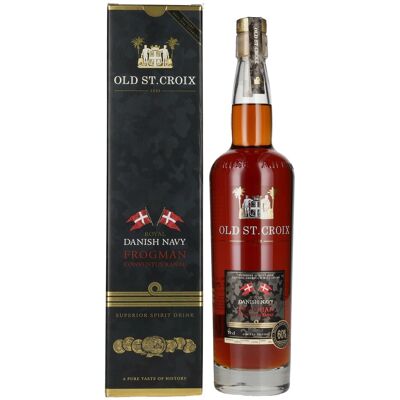 Old St. Croix A.H. Riise Royal DANISH NAVY FROGMAN Conventus Ranae Superior Spirit Drink 60% Vol. 0,7l en boîte cadeau - Publicité Old St. Croix A.H. Riise Royal DANISH NAVY FROGMAN Conventus Ranae Superior Spirit Drink 60% Vol. 0,7l en boîte cadeau - Publicité