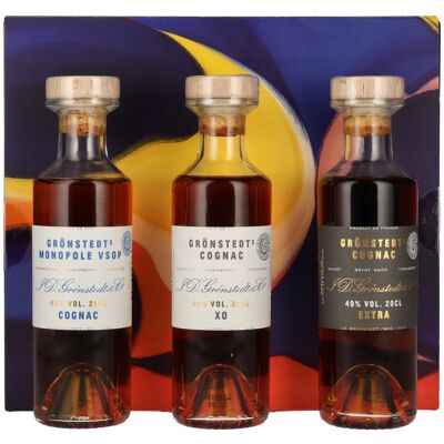Grönstedt's Cognac Triple Box 40% Vol. 3x0,2l en boîte cadeau - Publicité Grönstedt's Cognac Triple Box 40% Vol. 3x0,2l en boîte cadeau - Publicité
