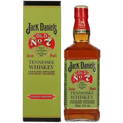Jack Daniel's Sour Mash Tennessee Whiskey LEGACY EDITION No. 1 - GREEN DESIGN 43% Vol. 0,7l en boîte cadeau - Publicité Jack Daniel's Sour Mash Tennessee Whiskey LEGACY EDITION No. 1 - GREEN DESIGN 43% Vol. 0,7l en boîte cadeau - Publicité