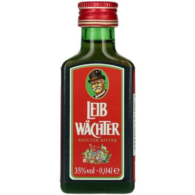 Leibwächter Kräuterbitter 35% Vol. 0,04l - Publicité Leibwächter Kräuterbitter 35% Vol. 0,04l - Publicité