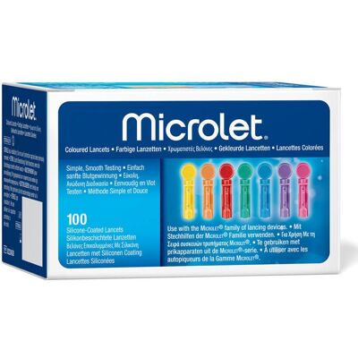 Lancettes Colorées Microlet Bayer - 28g/0.5mm - Lancettes - Publicité Lancettes Colorées Microlet Bayer - 28g/0.5mm - Lancettes - Publicité