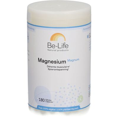 Be-Life Magnésium magnum - Complément de magnésium - 180 gélules - Publicité Be-Life Magnésium magnum - Complément de magnésium - 180 gélules - Publicité