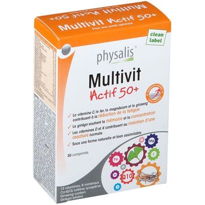 Physalis® Multivit Actif 50+ Comprimé(S) 30 pc(s) - Publicité Physalis® Multivit Actif 50+ Comprimé(S) 30 pc(s) - Publicité