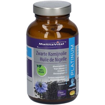 MANNAVITAL Huile de Nigelle Platinum vegan Capsule(S) 120 pc(s) - Publicité MANNAVITAL Huile de Nigelle Platinum vegan Capsule(S) 120 pc(s) - Publicité