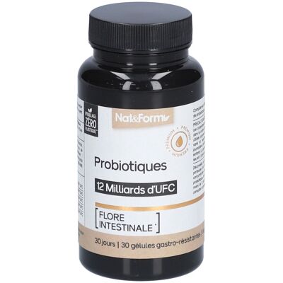 Nat & Form Probiotiques - 12Milliards, Flore Intestinale, 30 Gélules - Publicité Nat & Form Probiotiques - 12Milliards, Flore Intestinale, 30 Gélules - Publicité