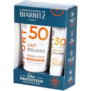 Laboratoires de Biarritz Duo Protecteur (Lait Solaire Sport SPF50 et Baume à Lèvres SPF30) Lait 65 ml - Publicité Laboratoires de Biarritz Duo Protecteur (Lait Solaire Sport SPF50 et Baume à Lèvres SPF30) Lait 65 ml - Publicité