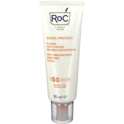 Roc Soleil-Protect Fluide Unifiant Anti-Taches Brunes SPF 50 (50ml) - Publicité Roc Soleil-Protect Fluide Unifiant Anti-Taches Brunes SPF 50 (50ml) - Publicité