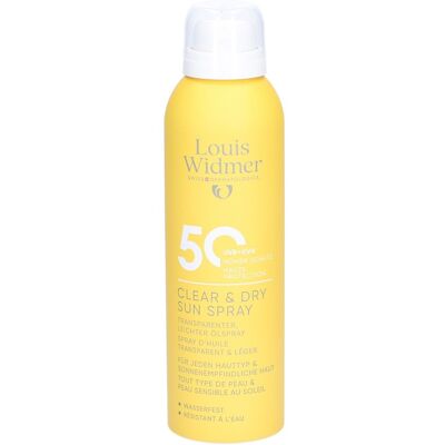 Louis Widmer Clear & Dry Sunspray SPF50 Crème Protection Solaire 200 ml - Publicité Louis Widmer Clear & Dry Sunspray SPF50 Crème Protection Solaire 200 ml - Publicité