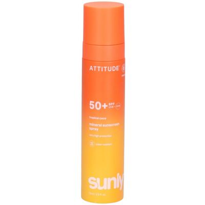 ATTITUDE Écran Solaire Minéral Spray Visage & Corps SPF 50 Tropical Coco 75 ml - Publicité ATTITUDE Écran Solaire Minéral Spray Visage & Corps SPF 50 Tropical Coco 75 ml - Publicité