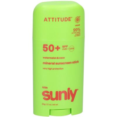 ATTITUDE Écran Solaire Minéral Stick Visage & Corps Kids SPF 50 Pastèque Coco Stick(S) 60 g - Publicité ATTITUDE Écran Solaire Minéral Stick Visage & Corps Kids SPF 50 Pastèque Coco Stick(S) 60 g - Publicité