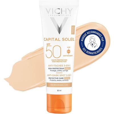Vichy Crème Solaire Teintée 3 en 1 Anti-Taches SPF 50+ (50ml) - Publicité Vichy Crème Solaire Teintée 3 en 1 Anti-Taches SPF 50+ (50ml) - Publicité