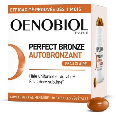 OENOBIOL PERFECT BRONZE Autobronzant Peau Claire - Efficace Dès Le 1Er Mois Sans Soleil Concentration De 5 Pigments 100% D'Origine Végétale Complément Alimentaire 30 Capsules Programme 1 Capsule(S) pc(s) - Publicité OENOBIOL PERFECT BRONZE Autobronzant Peau Claire - Efficace Dès Le 1Er Mois Sans Soleil Concentration De 5 Pigments 100% D'Origine Végétale Complément Alimentaire 30 Capsules Programme 1 Capsule(S) pc(s) - Publicité