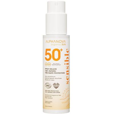 Alphanova Spray Solaire Peau Sensible SPF50+ 100 g - Publicité Alphanova Spray Solaire Peau Sensible SPF50+ 100 g - Publicité