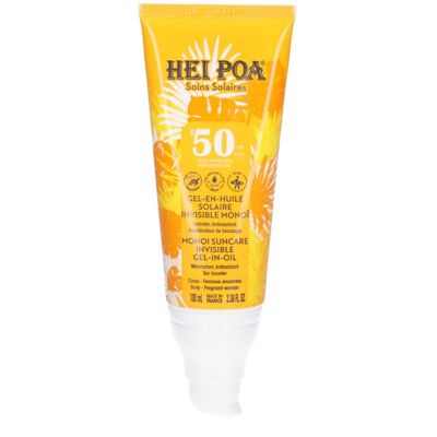 Hei Poa Gel en huile invisible solaire SPF50 Gel(S) 100 ml - Publicité Hei Poa Gel en huile invisible solaire SPF50 Gel(S) 100 ml - Publicité