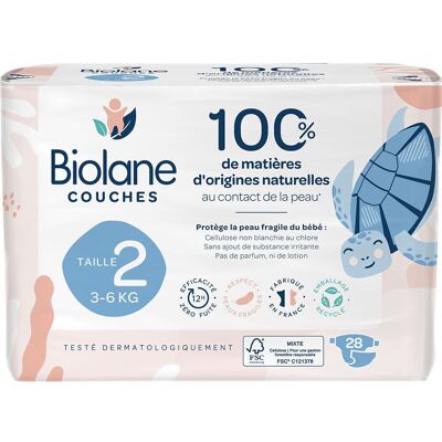 Biolane - Couches Naturelles Taille 2 Ultra-Absorbant Pas de Fuite 28 unités Bandage(S) pc(s) - Publicité Biolane - Couches Naturelles Taille 2 Ultra-Absorbant Pas de Fuite 28 unités Bandage(S) pc(s) - Publicité