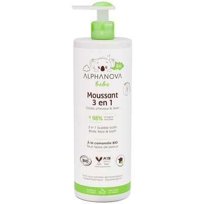 ALPHANOVA Bébé Moussant 3 en 1 Mousse(S) 400 ml - Publicité ALPHANOVA Bébé Moussant 3 en 1 Mousse(S) 400 ml - Publicité