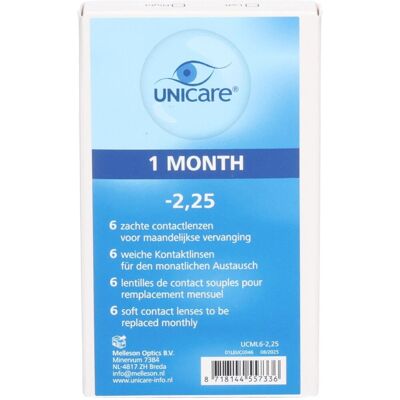 Unicare Lentilles mensuelles -2,25 De Contact 6 pc(s) - Publicité Unicare Lentilles mensuelles -2,25 De Contact 6 pc(s) - Publicité