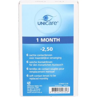Unicare Lentilles mensuelles -2,50 De Contact 6 pc(s) - Publicité Unicare Lentilles mensuelles -2,50 De Contact 6 pc(s) - Publicité