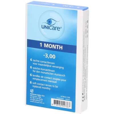 Unicare Lentilles mensuelles -3,00 De Contact 6 pc(s) - Publicité Unicare Lentilles mensuelles -3,00 De Contact 6 pc(s) - Publicité
