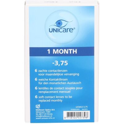 Unicare Lentilles mensuelles -3,75 De Contact 6 pc(s) - Publicité Unicare Lentilles mensuelles -3,75 De Contact 6 pc(s) - Publicité