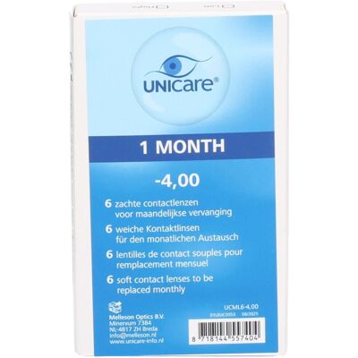 Unicare Lentilles mensuelles -4,00 De Contact 6 pc(s) - Publicité Unicare Lentilles mensuelles -4,00 De Contact 6 pc(s) - Publicité