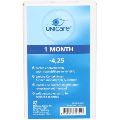 Unicare Lentilles mensuelles -4,25 De Contact 6 pc(s) - Publicité Unicare Lentilles mensuelles -4,25 De Contact 6 pc(s) - Publicité