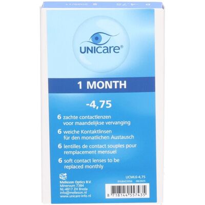 Unicare Lentilles mensuelles -4,75 De Contact 6 pc(s) - Publicité Unicare Lentilles mensuelles -4,75 De Contact 6 pc(s) - Publicité