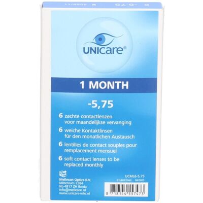 Unicare Lentilles mensuelles -5,75 De Contact 6 pc(s) - Publicité Unicare Lentilles mensuelles -5,75 De Contact 6 pc(s) - Publicité