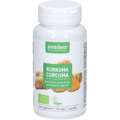 Capsules de Curcuma Bio Purasana - Soutien des Articulations - 120 pcs - Publicité Capsules de Curcuma Bio Purasana - Soutien des Articulations - 120 pcs - Publicité