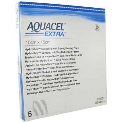ConvaTec Aquacel Extra Pansement Hydrofiibre Renforcé - 15x15cm - 5 pièces - Publicité ConvaTec Aquacel Extra Pansement Hydrofiibre Renforcé - 15x15cm - 5 pièces - Publicité