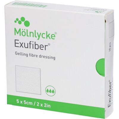 Mölnlycke Exufiber 5x5cm Gel-Fibre - Soins des plaies - Publicité Mölnlycke Exufiber 5x5cm Gel-Fibre - Soins des plaies - Publicité
