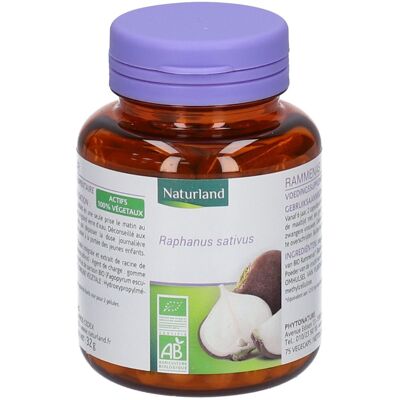 Naturland Radis noir Bio - Capsules végétariennes - Complément alimentaire - Publicité Naturland Radis noir Bio - Capsules végétariennes - Complément alimentaire - Publicité