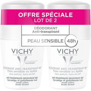 Déodorant roll-on Vichy pour peaux très sensibles ou épilées - Antitranspirant 48h - Pour peaux très sensibles ou épilées Roll-On (2 x 50ml) - Publicité Déodorant roll-on Vichy pour peaux très sensibles ou épilées - Antitranspirant 48h - Pour peaux très sensibles ou épilées Roll-On (2 x 50ml) - Publicité
