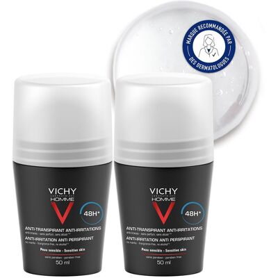 Vichy Homme Déodorant Anti-Transpirant 48H Roll-On 2x50ml - Publicité Vichy Homme Déodorant Anti-Transpirant 48H Roll-On 2x50ml - Publicité