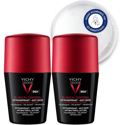 Vichy Homme Clinical Control 96H - 2x50ml - Publicité Vichy Homme Clinical Control 96H - 2x50ml - Publicité