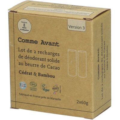 Comme Avant Recharges déodorant solide - Cédrat & Bambou Stick(S) 120 g - Publicité Comme Avant Recharges déodorant solide - Cédrat & Bambou Stick(S) 120 g - Publicité