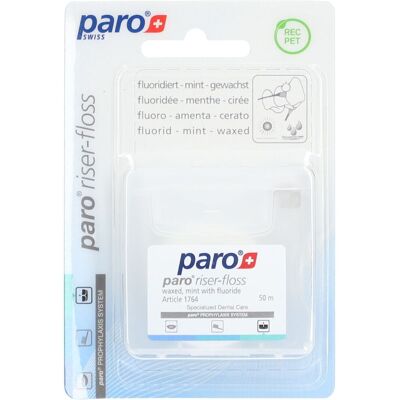 PARO® riser-floss - Fils dentaires Menthe avec Fluoride 50m Fil Dentaire 1 pc(s) - Publicité PARO® riser-floss - Fils dentaires Menthe avec Fluoride 50m Fil Dentaire 1 pc(s) - Publicité