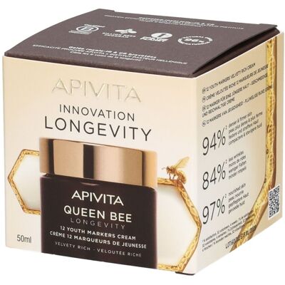 PDM to be maintained Apivita Queen Bee Longevity Crème riche 12 marqueurs de jeunesse 50 ml - Publicité PDM to be maintained Apivita Queen Bee Longevity Crème riche 12 marqueurs de jeunesse 50 ml - Publicité