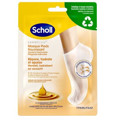 Scholl Masque Pieds Nourrissant à l'huile d'argan pour peaux sèches - 1 paire de 2 chaussettes Crème De pc(s) - Publicité Scholl Masque Pieds Nourrissant à l'huile d'argan pour peaux sèches - 1 paire de 2 chaussettes Crème De pc(s) - Publicité