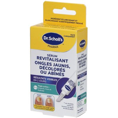 Dr. Scholl's Sérum Revitalisant Ongles Jaunis, Décolorés ou Abîmés - Triple Action: éclaircit, lisse, et hydrate Concentré 10 ml - Publicité Dr. Scholl's Sérum Revitalisant Ongles Jaunis, Décolorés ou Abîmés - Triple Action: éclaircit, lisse, et hydrate Concentré 10 ml - Publicité