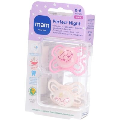 MAM Perfect Night Tétine silicone rose 0-6 mois Sucette(S) 2 pc(s) - Publicité MAM Perfect Night Tétine silicone rose 0-6 mois Sucette(S) 2 pc(s) - Publicité