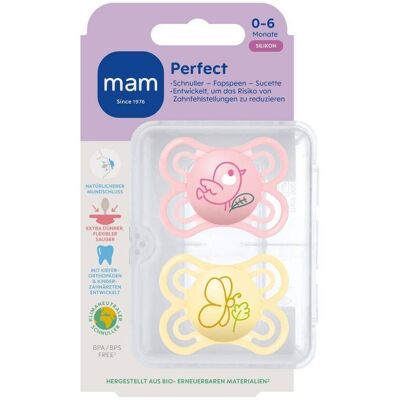 MAM Perfect Tétine silicone lilas 0-6 mois Sucette(S) 2 pc(s) - Publicité MAM Perfect Tétine silicone lilas 0-6 mois Sucette(S) 2 pc(s) - Publicité