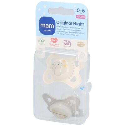 MAM Original Nuit Sucette 0-6 mois Unisex Sucette(S) 2 pc(s) - Publicité MAM Original Nuit Sucette 0-6 mois Unisex Sucette(S) 2 pc(s) - Publicité