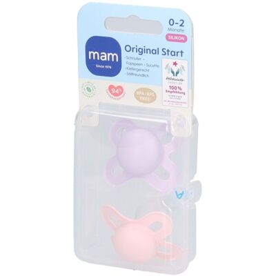 MAM Original Start Silicone Sucette 0-2 mois Pink Sucette(S) 2 pc(s) - Publicité MAM Original Start Silicone Sucette 0-2 mois Pink Sucette(S) 2 pc(s) - Publicité