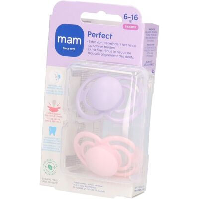 MAM Perfect Silicone Sucette 6-16 mois Pink Sucette(S) 2 pc(s) - Publicité MAM Perfect Silicone Sucette 6-16 mois Pink Sucette(S) 2 pc(s) - Publicité