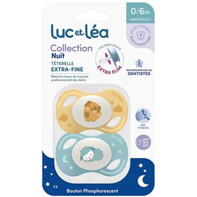Collection Nuit Luc et Léa Sucette Extra-Slim C8 0-6m - Tétine bébé - Publicité Collection Nuit Luc et Léa Sucette Extra-Slim C8 0-6m - Tétine bébé - Publicité