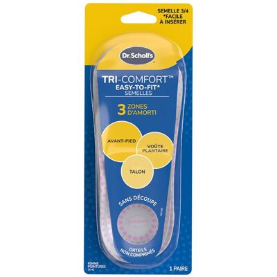 Dr. Scholl's Semelles Tri-Comfort Easy-to-Fit - Taille 35 à 40 Intérieures 1 pc(s) - Publicité Dr. Scholl's Semelles Tri-Comfort Easy-to-Fit - Taille 35 à 40 Intérieures 1 pc(s) - Publicité