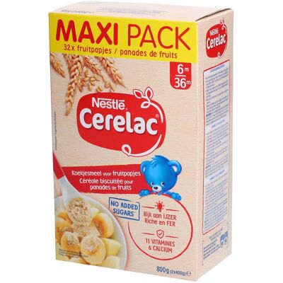 Nestlé Cerelac Aliments pour Bébé - Morceaux de Biscuit Granulés 4+ Mois Maxi Pack 800g - Publicité Nestlé Cerelac Aliments pour Bébé - Morceaux de Biscuit Granulés 4+ Mois Maxi Pack 800g - Publicité