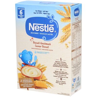 Nestle Nestlé Bouillie Lactée Saveur Biscuit Purée 450 g - Publicité Nestle Nestlé Bouillie Lactée Saveur Biscuit Purée 450 g - Publicité
